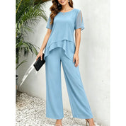 Donatella Sunstone | Navy Layered Top And Trouser Set For Women