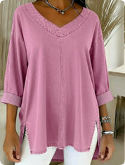 Clarissa Dunmore | Relaxed Denim V-Neck Top For Women