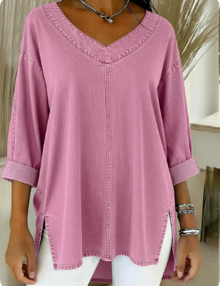 Clarissa Dunmore | Relaxed Denim V-Neck Top For Women