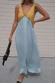 Rosalind Hawke | Maxi Dress With Colorblock V-Neck For Women