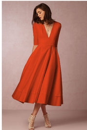 Jessamy Penshaw | Ivory V Neck Swing Midi Dress For Women