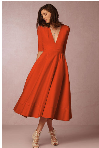 Jessamy Penshaw | Ivory V Neck Swing Midi Dress For Women
