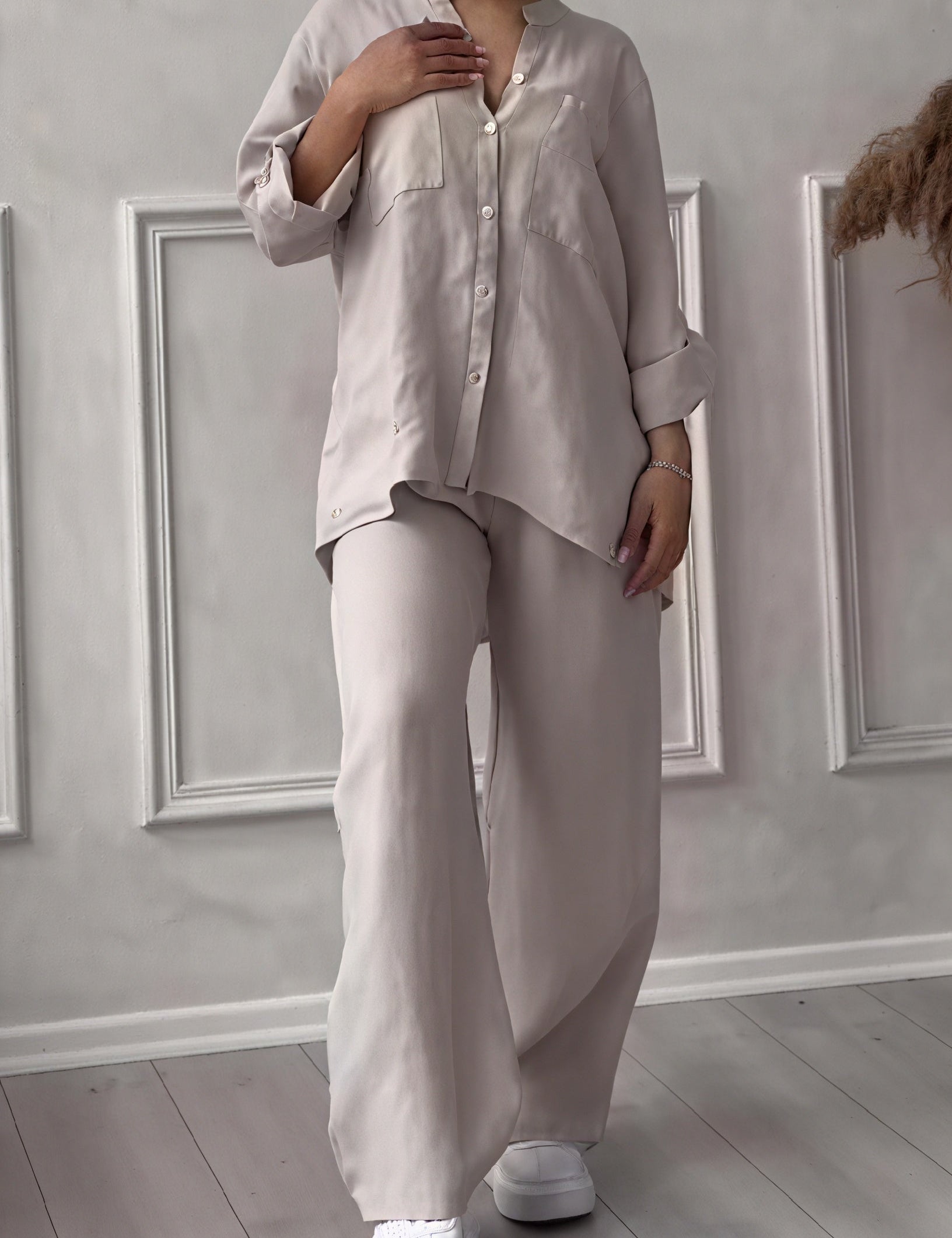 Harriet Campbell | Linen-Feel Wide Leg Two Piece Set For Women