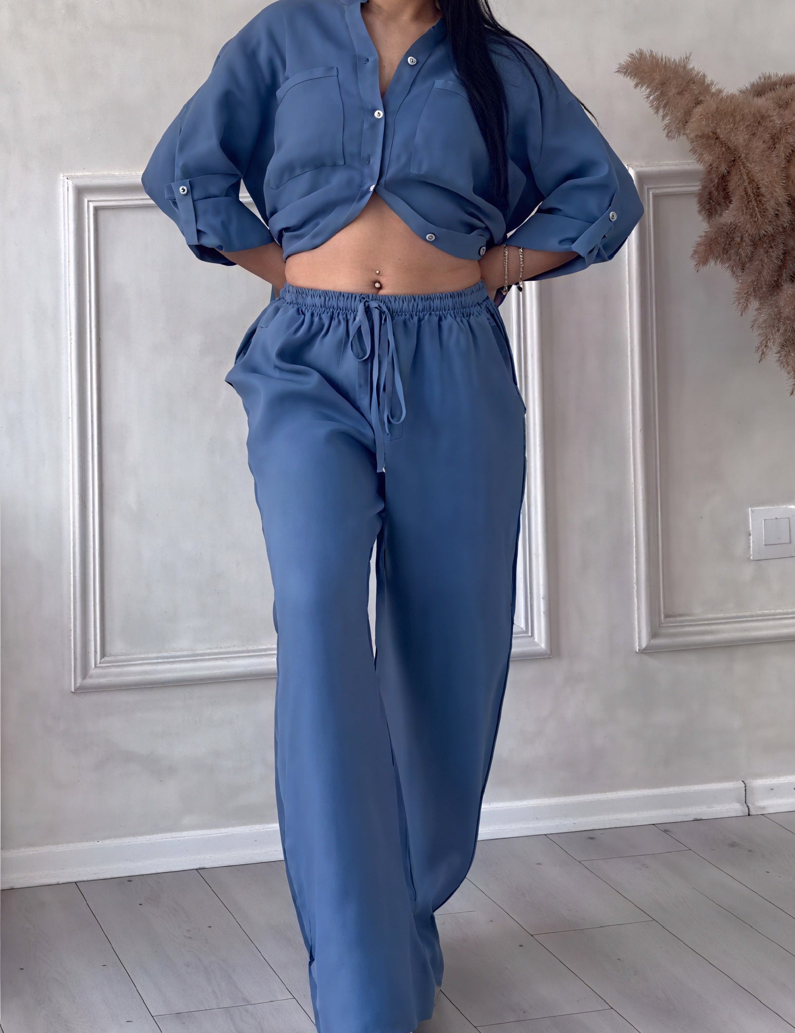 Harriet Campbell | Linen-Feel Wide Leg Two Piece Set For Women