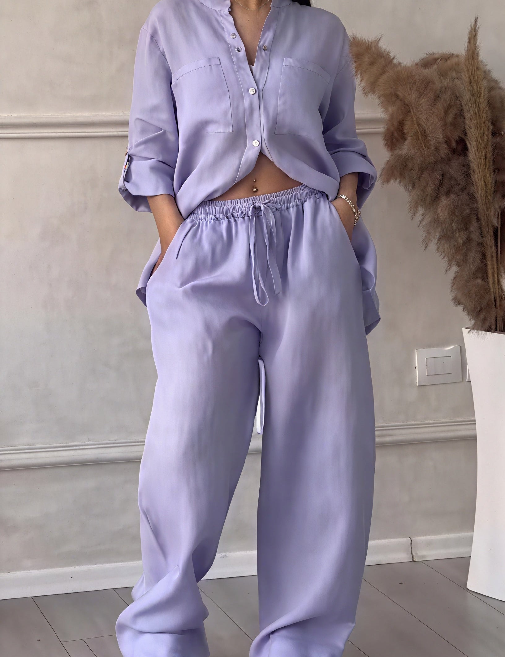 Harriet Campbell | Linen-Feel Wide Leg Two Piece Set For Women