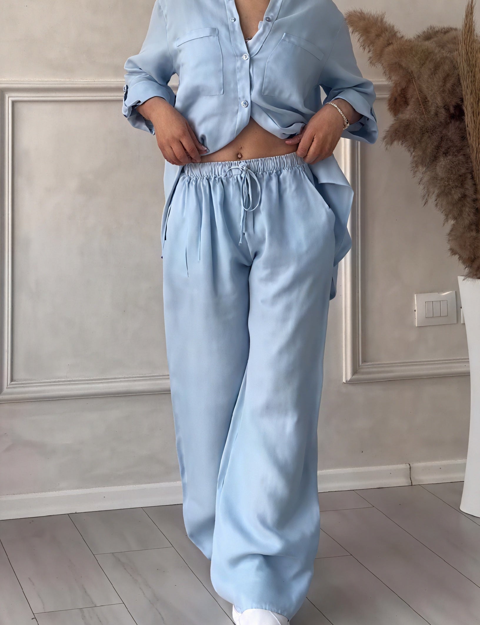 Harriet Campbell | Linen-Feel Wide Leg Two Piece Set For Women