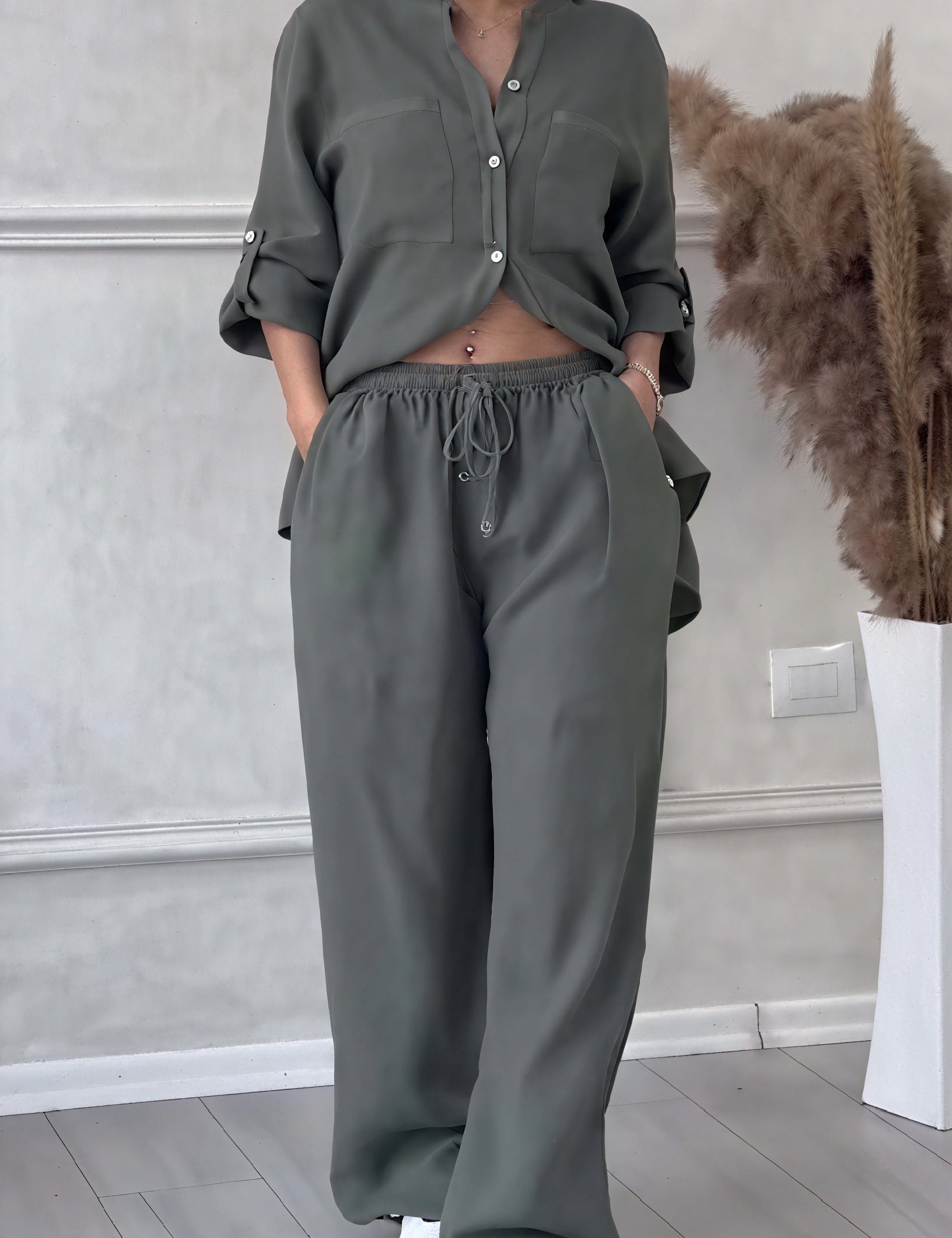 Harriet Campbell | Linen-Feel Wide Leg Two Piece Set For Women