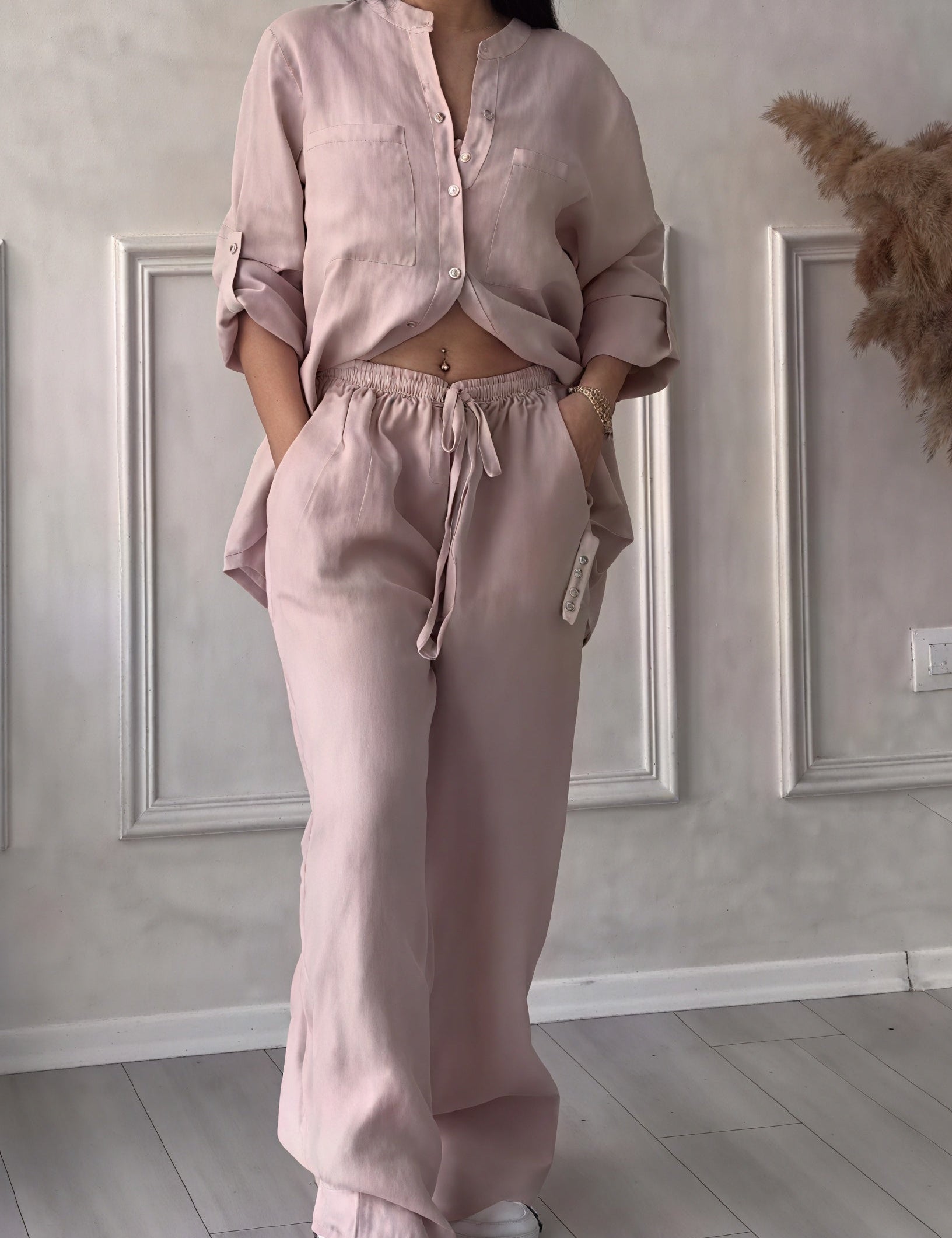 Harriet Campbell | Linen-Feel Wide Leg Two Piece Set For Women