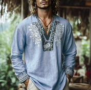 Darcy Whitlam | Rust Embroidered Resort Shirt For Men