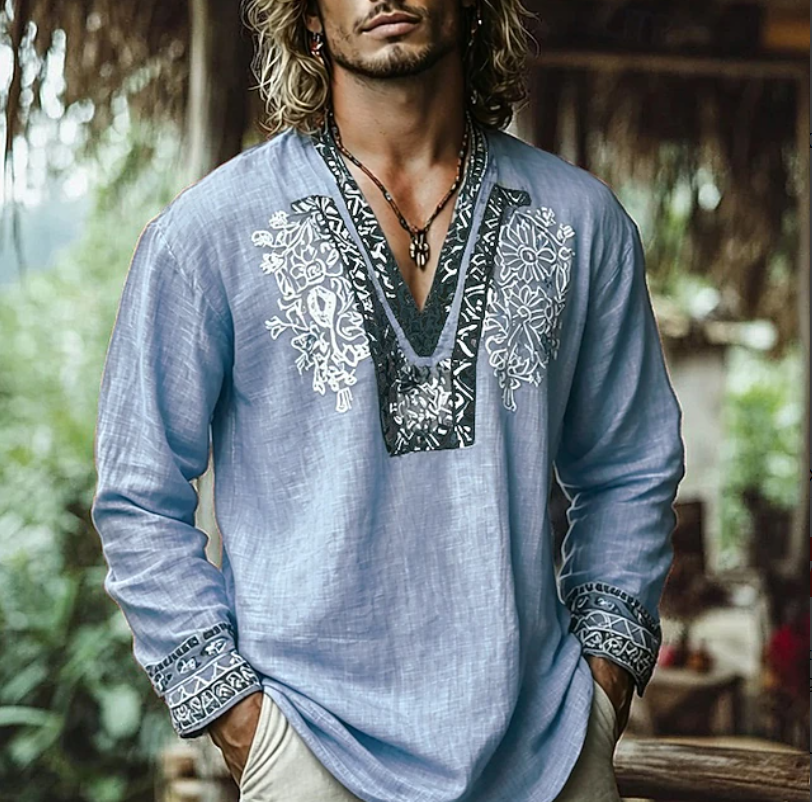 Darcy Whitlam | Rust Embroidered Resort Shirt For Men