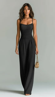 Daria Presmore | Camel Ribbed Knit Wide Leg Cami Jumpsuit For Women