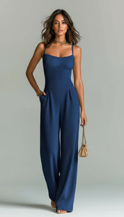 Daria Presmore | Camel Ribbed Knit Wide Leg Cami Jumpsuit For Women