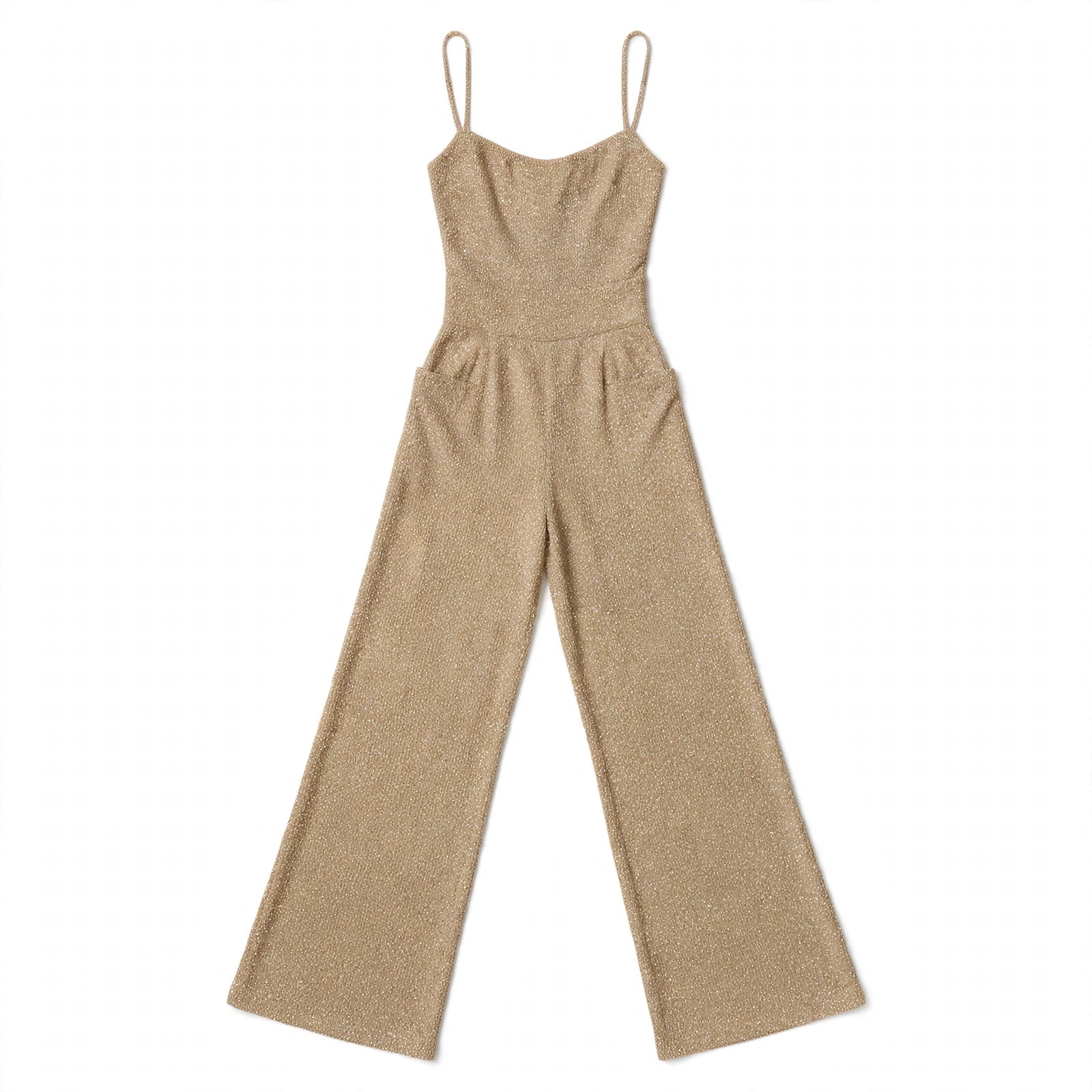 Daria Presmore | Camel Ribbed Knit Wide Leg Cami Jumpsuit For Women