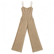 Daria Presmore | Camel Ribbed Knit Wide Leg Cami Jumpsuit For Women