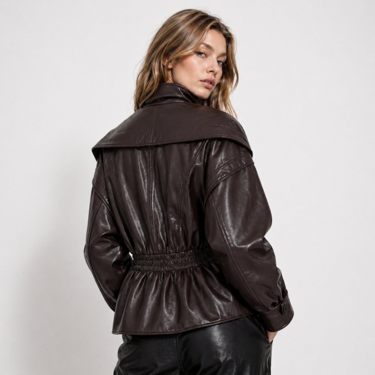 Valentina Moreau | Luxe Faux Leather Peplum Jacket For Women