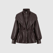 Valentina Moreau | Luxe Faux Leather Peplum Jacket For Women