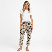 Mila Ashford | Printed Linen Look Jogger Pants For Women