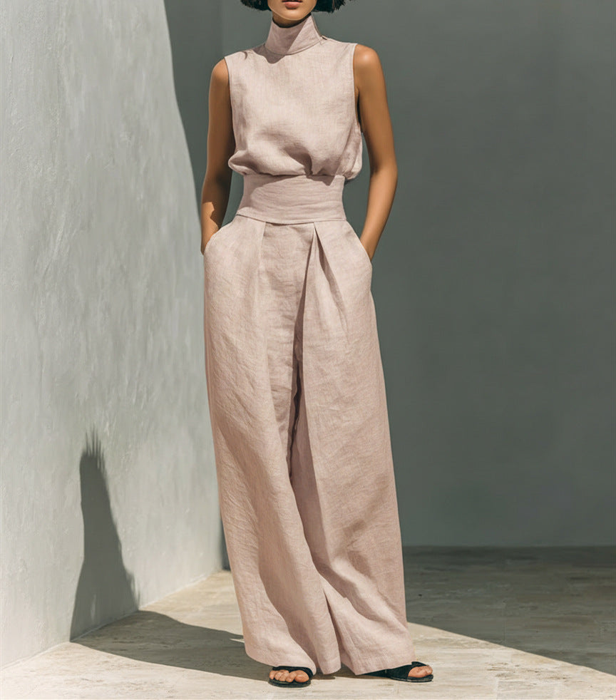 Valentina Creswell | Linen-Look Wide Leg Two-Piece Set For Women