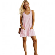 Olga Ashholt | Striped Sleeveless Pocket Dress For Women