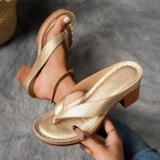 Erica Presham | Block Heel Thong Sandals For Women