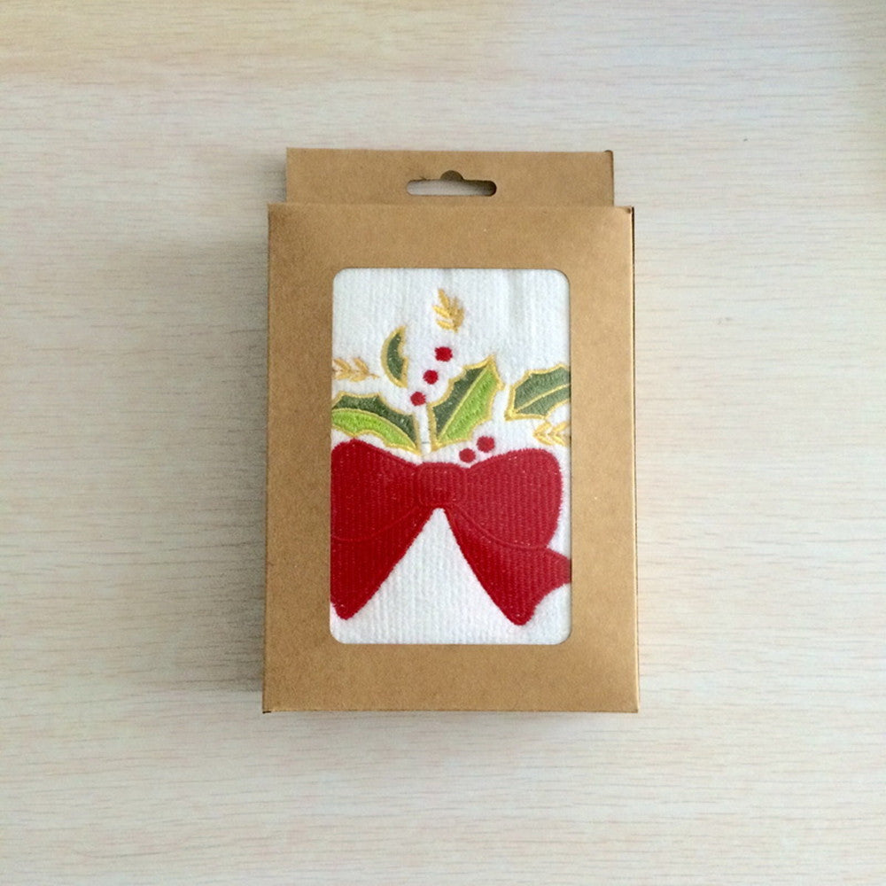 Merry Table | Red Holly Bow Christmas Tea Towel Unisex
