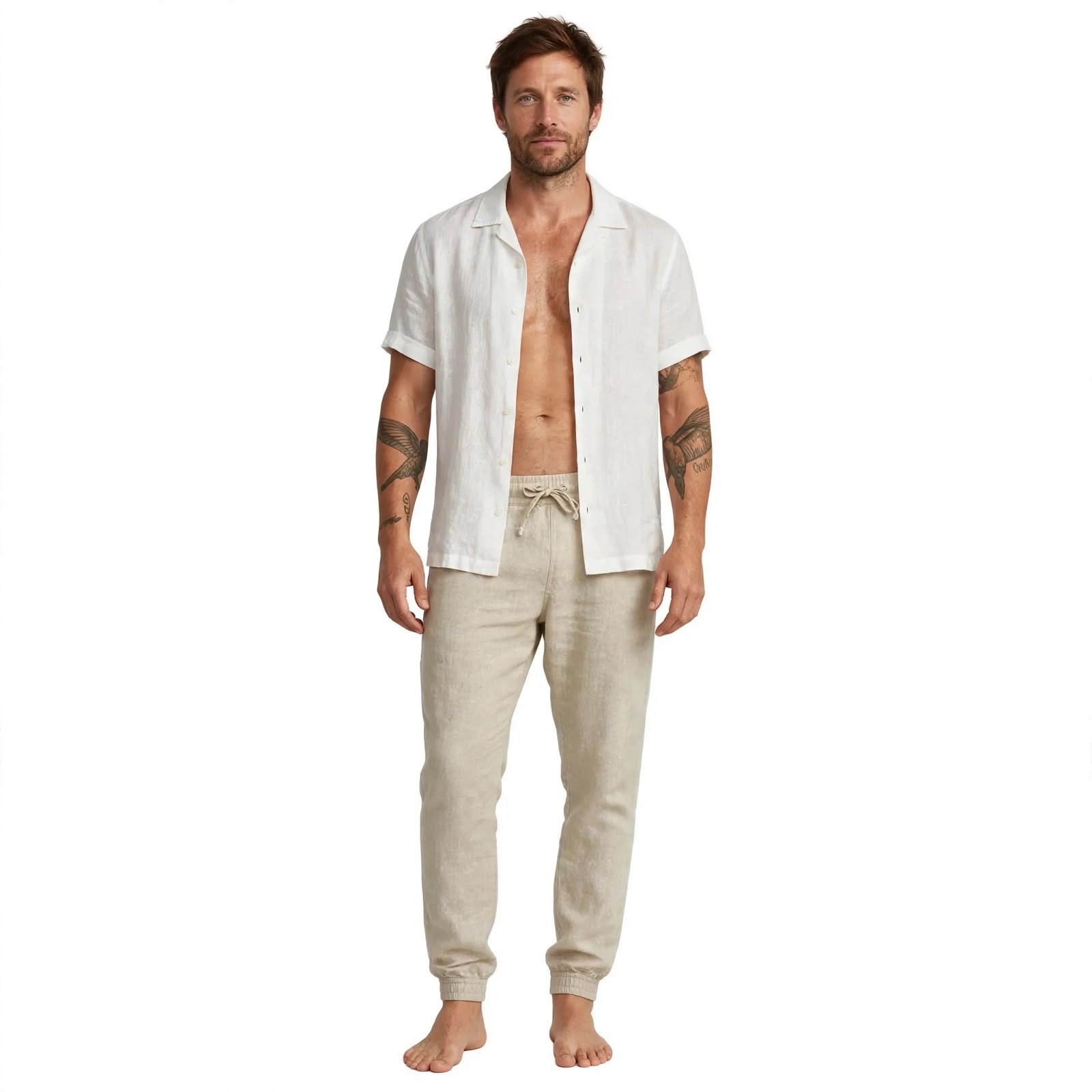 Nathaniel Ashcroft | Linen Look Trousers For Men