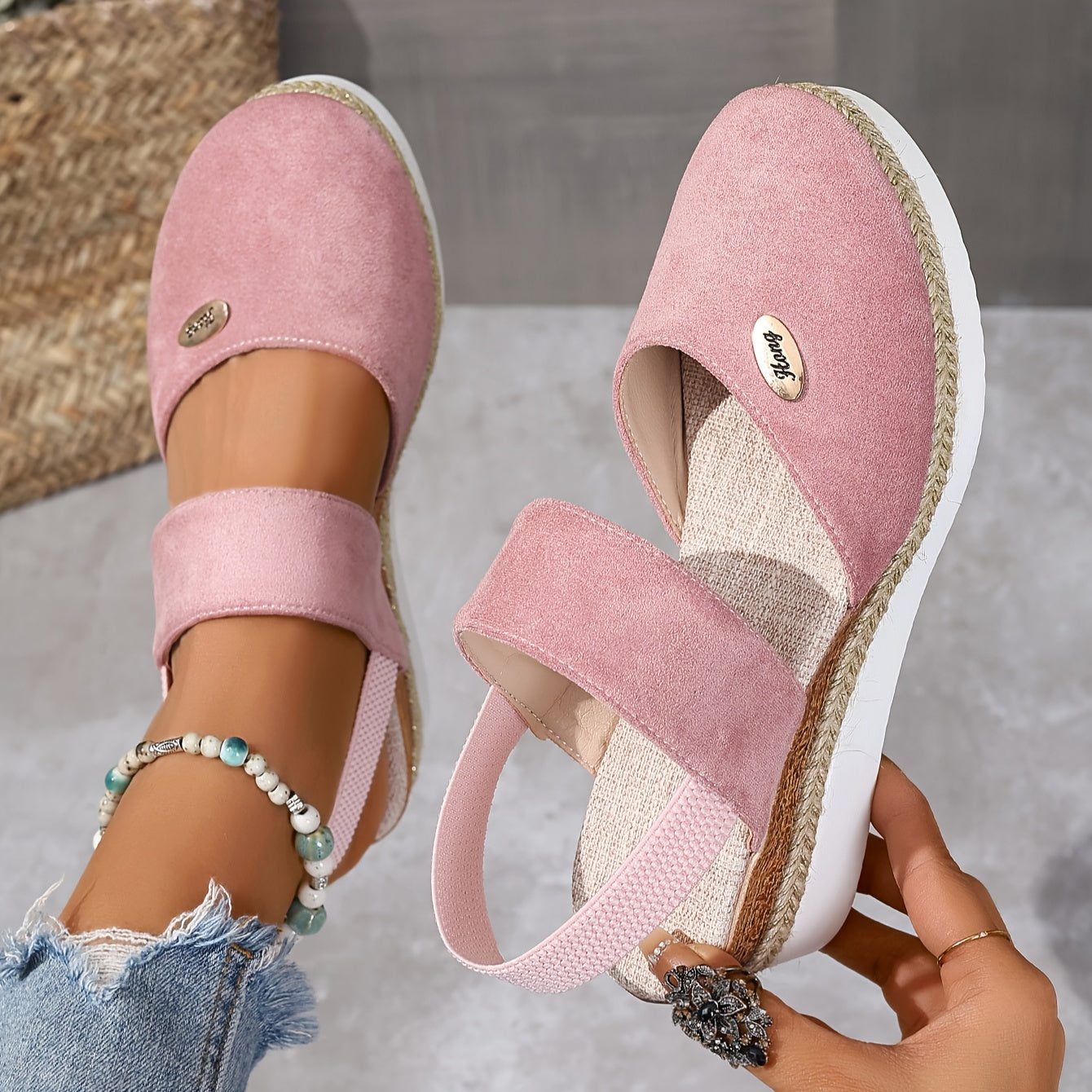 Harper Delaney | Braided Platform Wedge Sandals For Women
