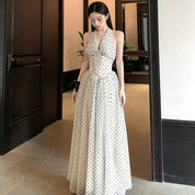 Holly Wright | Polka Dot Halter Maxi Dress For Women