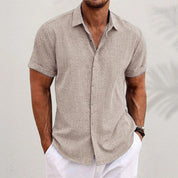 Cesare Crandale | Short Sleeve Linen-Look Summer Shirt For Men