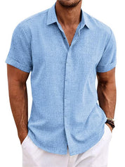 Cesare Crandale | Short Sleeve Linen-Look Summer Shirt For Men