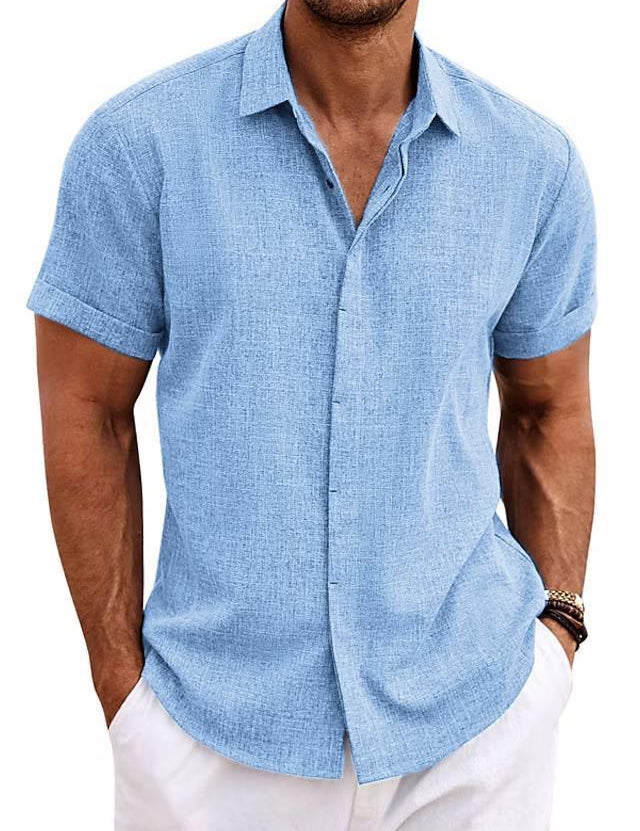 Cesare Crandale | Short Sleeve Linen-Look Summer Shirt For Men