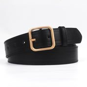 Retro Square Buckle Belt - Black / Gold Buckle