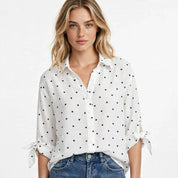 Lauren Fitzgerald | Polka Dot Blouse With Button Detail For Women