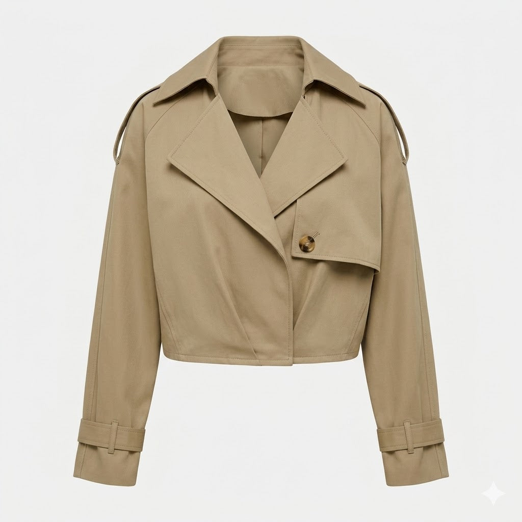 Isabelle Fournier | Cropped Trench Jacket with Oversized Lapel Chic For Women