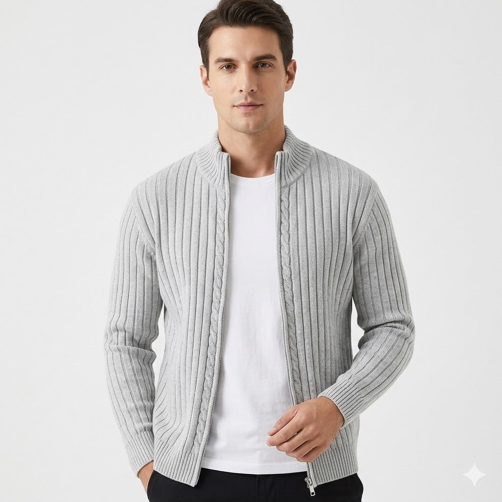 Sebastian Moreau | Shetland Wool Zip Cardigan For Men