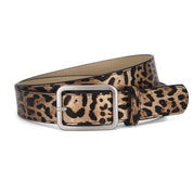 Faux Suede Square Buckle Belt - Leopard