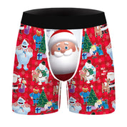 North Star | Red Snowman Print Christmas Boxer Shorts For Men