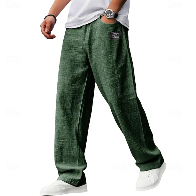 Declan Fairley | Light Blue Linen Look Relaxed Pants For Men