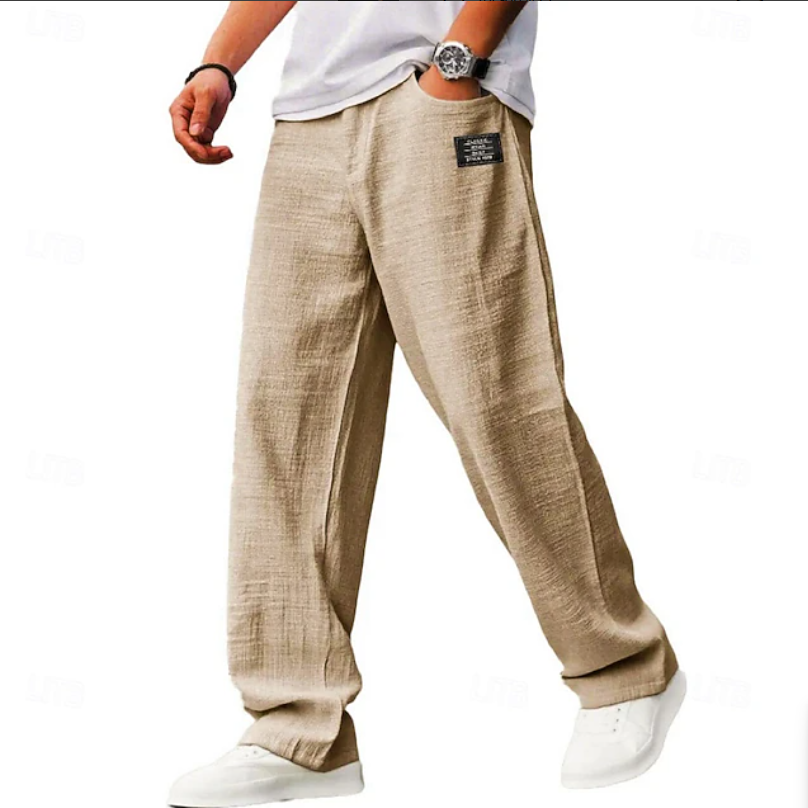 Declan Fairley | Light Blue Linen Look Relaxed Pants For Men