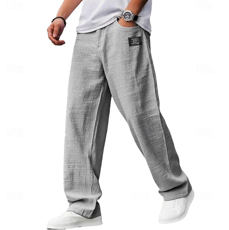 Declan Fairley | Light Blue Linen Look Relaxed Pants For Men