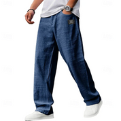Declan Fairley | Light Blue Linen Look Relaxed Pants For Men