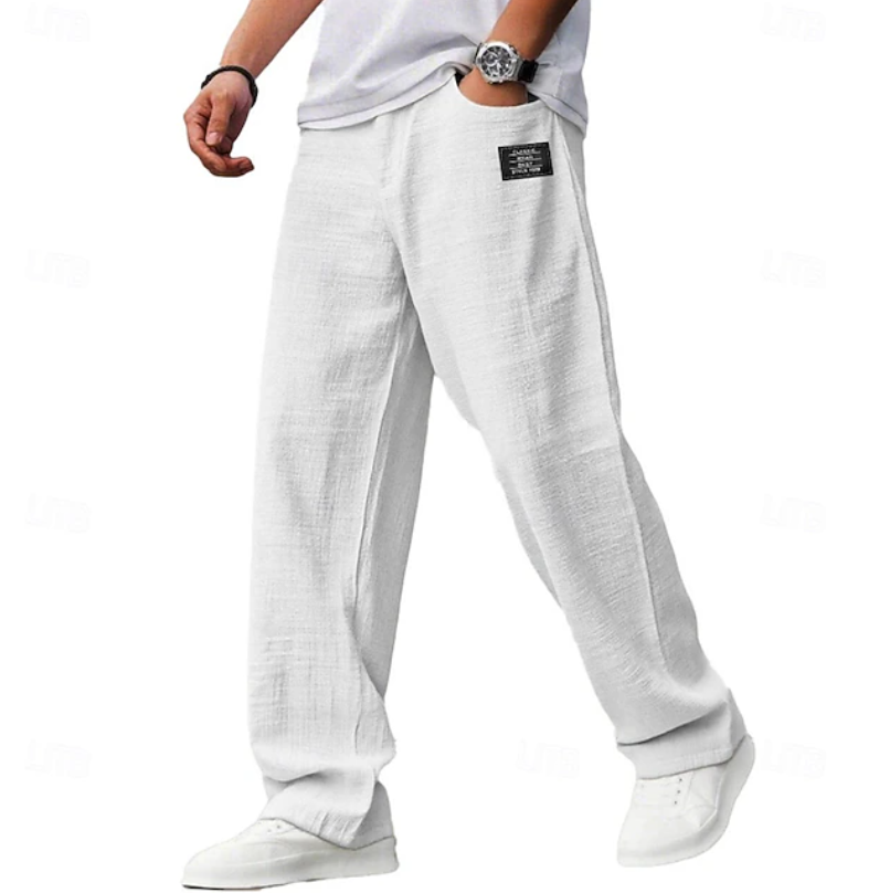 Declan Fairley | Light Blue Linen Look Relaxed Pants For Men
