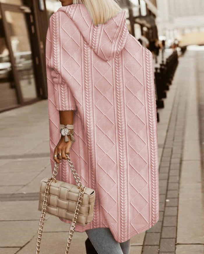 Sienna Moretti | Cable Knit Hooded Cardigan For Women