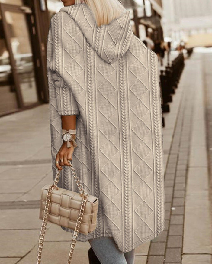 Sienna Moretti | Cable Knit Hooded Cardigan For Women