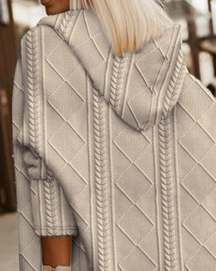 Sienna Moretti | Cable Knit Hooded Cardigan For Women
