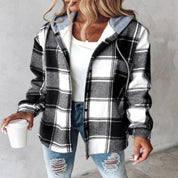 Sophie Laurent | Cozy Plaid Hooded Jacket For Women