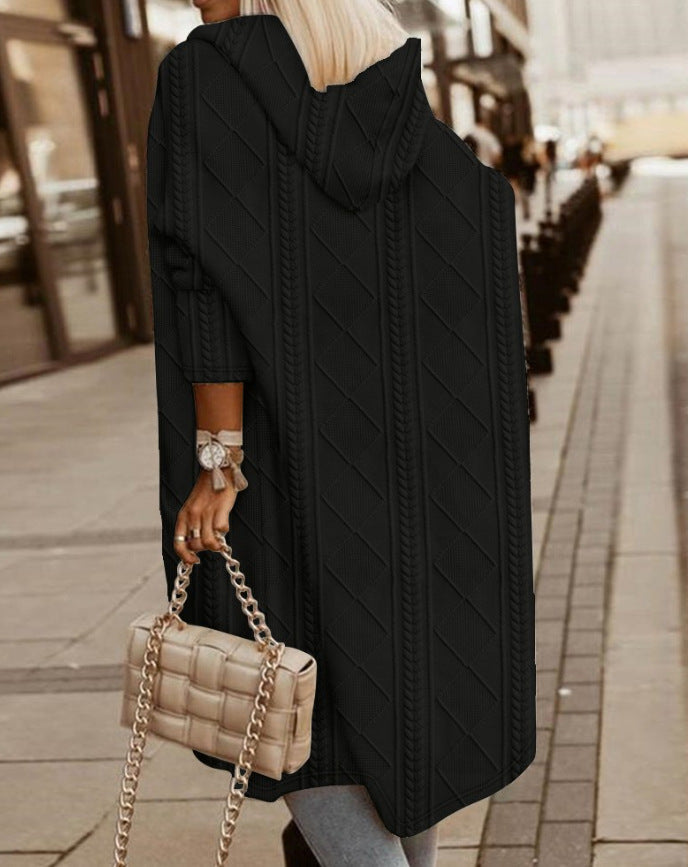 Sienna Moretti | Cable Knit Hooded Cardigan For Women