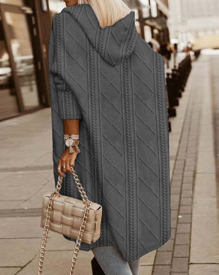 Sienna Moretti | Cable Knit Hooded Cardigan For Women