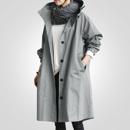 Paola Glenelg | Beige Long Hooded Raincoat For Women