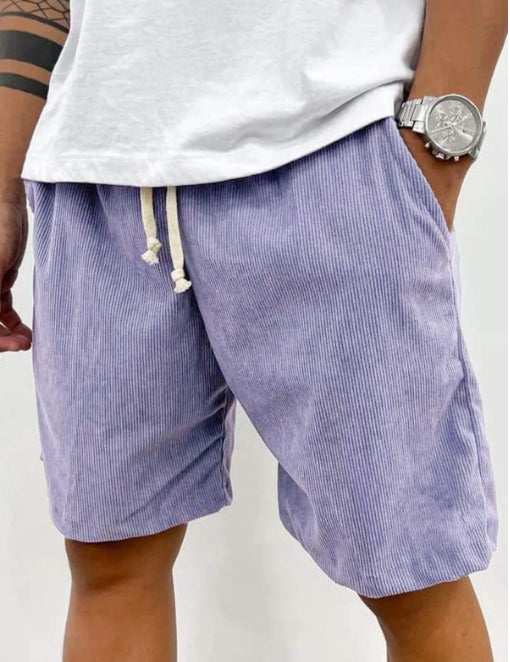 Dario Ballina | Grey Corduroy Drawstring Shorts For Men